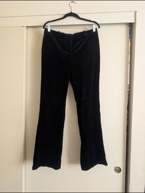 Women's Black Velvet Wide-Leg Pants